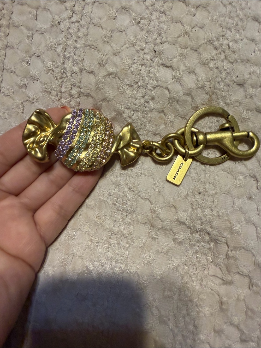 Coach Gold-Tone Candy Brooch with Multicolor Crystals